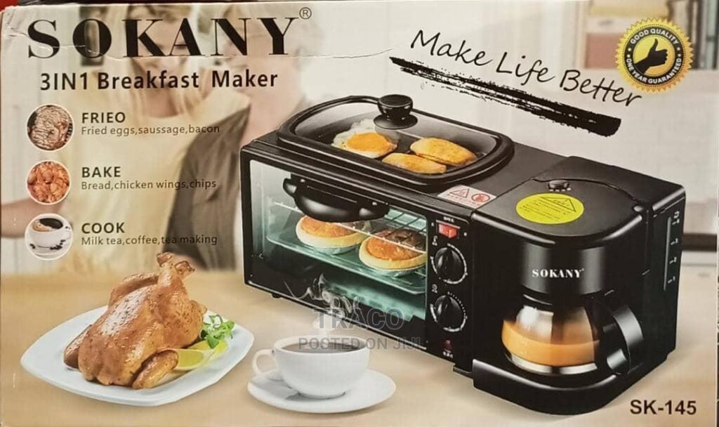 3 In 1 Multi Function Breakfast Maker Machine 220V 1250W With Electric Oven  Drip Coffee Maker Frying Tray Tea Pot Home Appliance