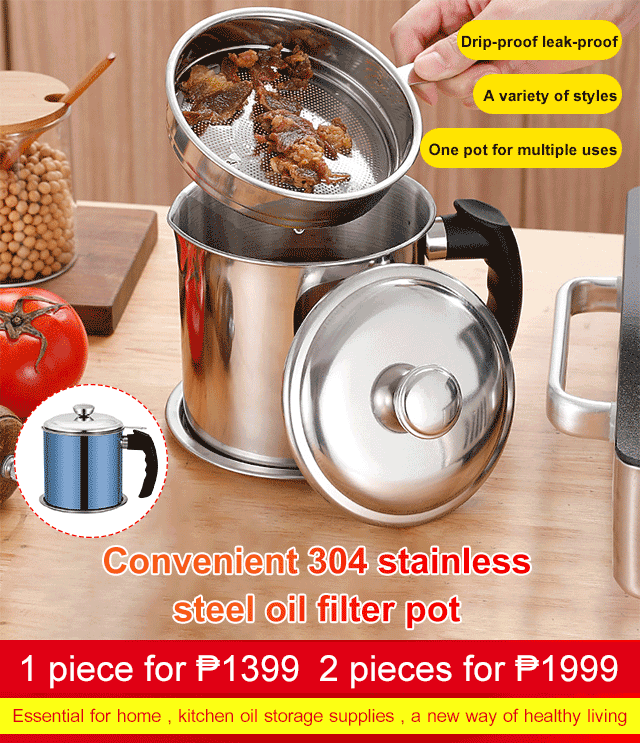 Bacon Grease Container with Fine Strainer and Dust-proof Lid, 1.2L